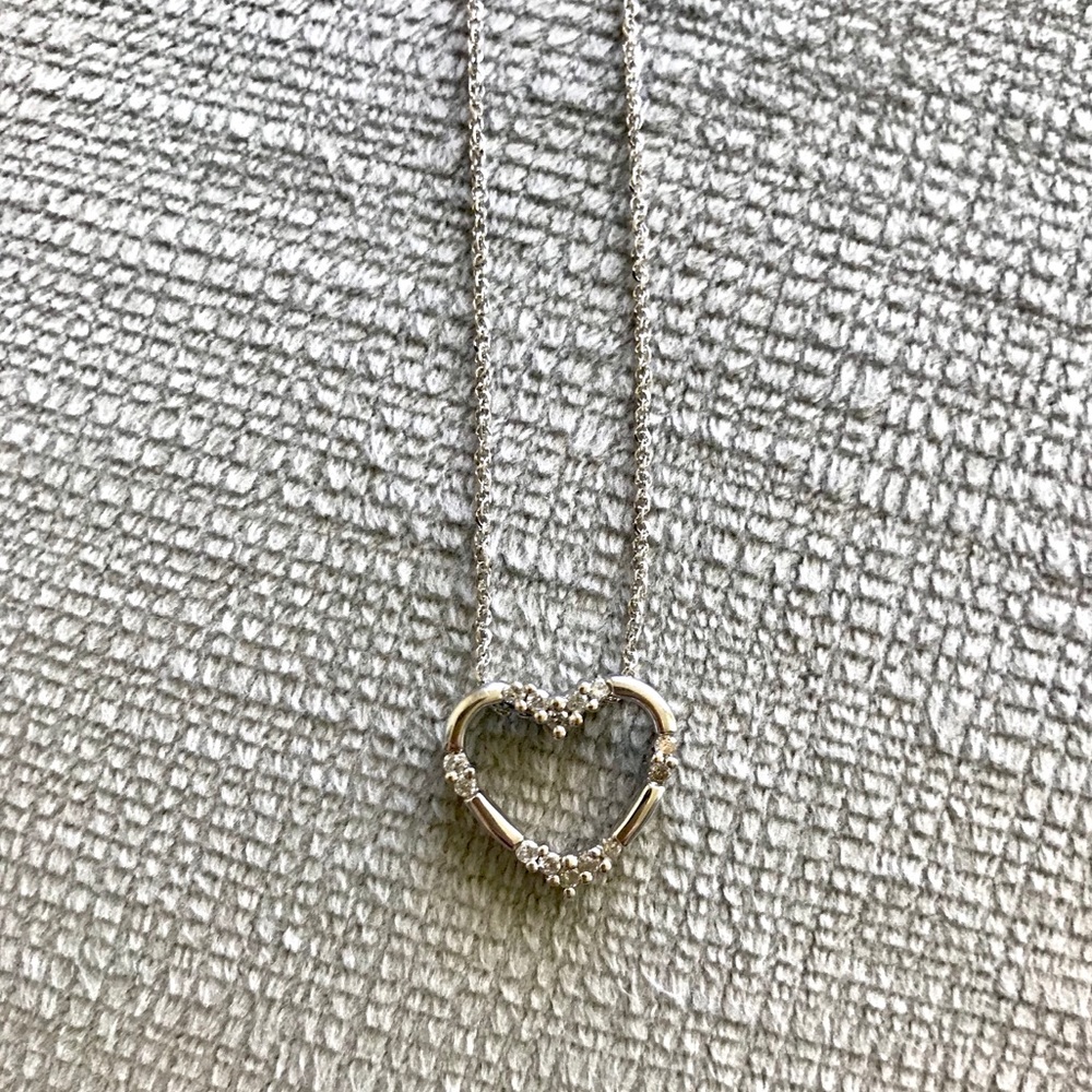 💗 White gold Heart Pendant Necklace💗